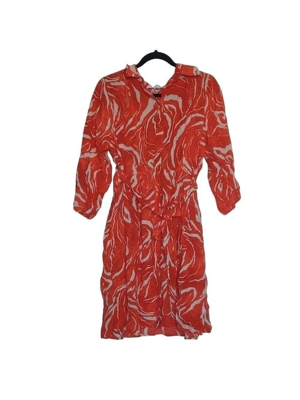 Selected Femme Sirine Orangeade Print Shirt Dress Belted EU 38 M 0508 - Picture 4 of 10